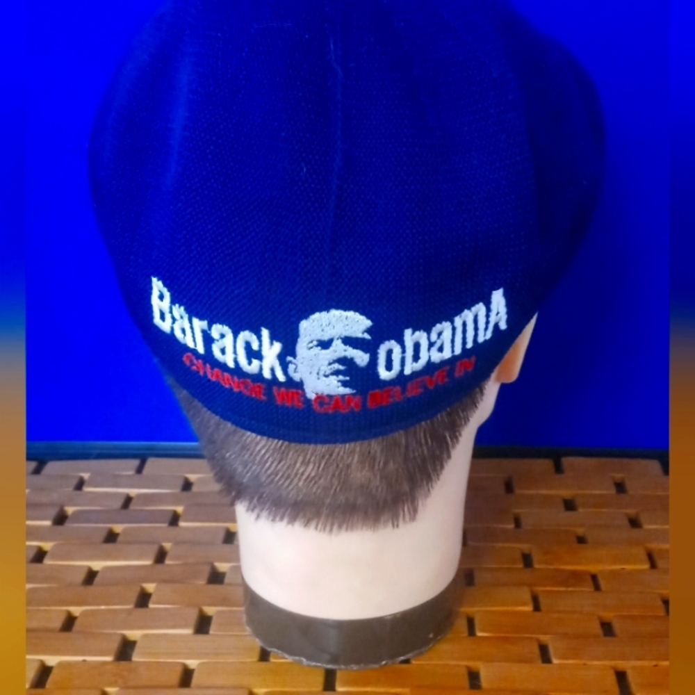 Barack Obama Navy Knit Beanie with White Logo and Red Accent